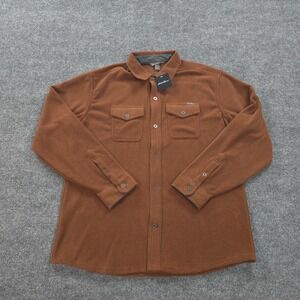 Eddie Bauer Shirt Mens‎ Large Brown Chutes Stripe Microfleece Hiking Outdoors
